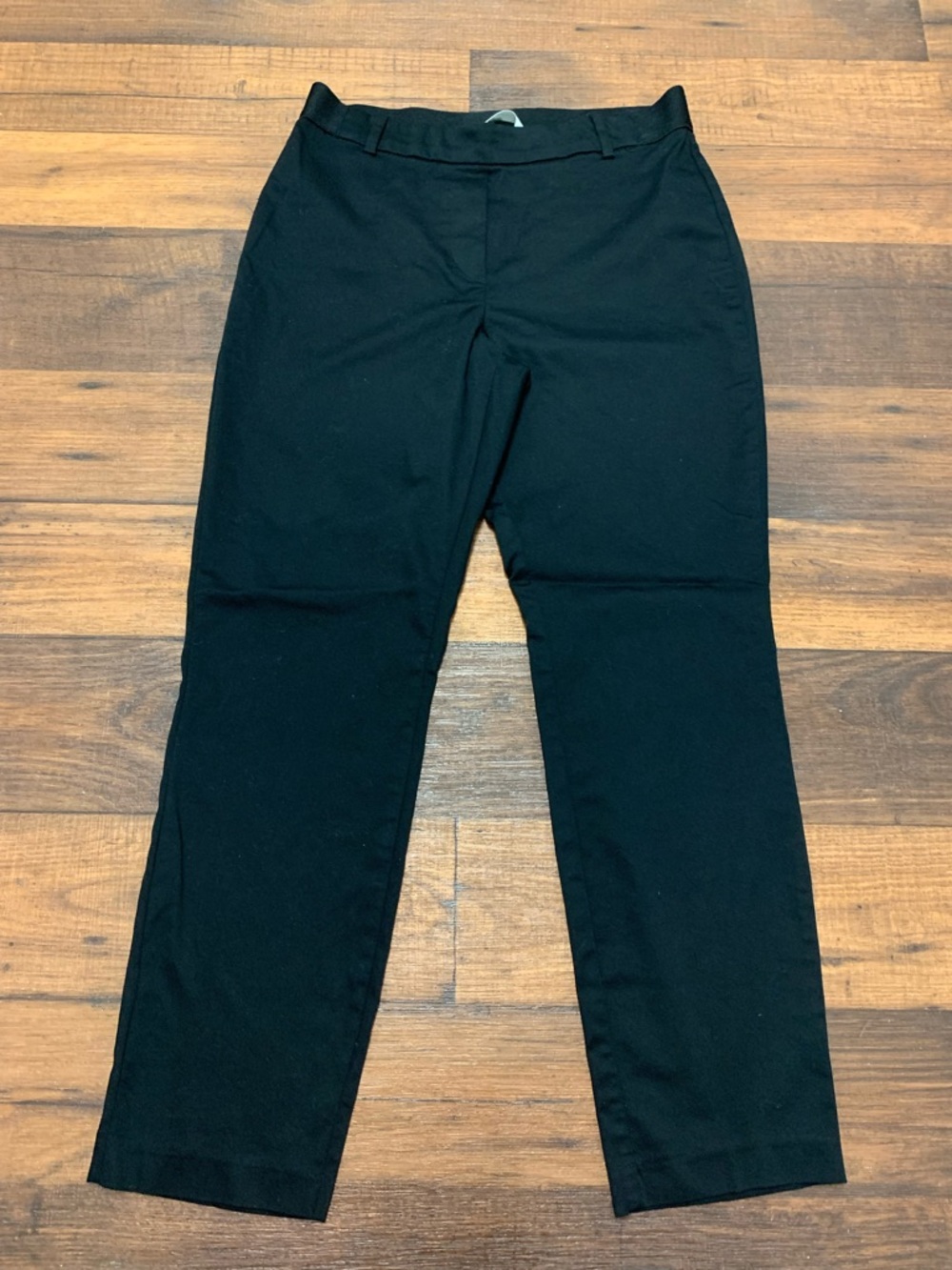 H&M Size 10 Ankle Casual Pants Stretch Black Cotton Blend Pull On Elastic Waist